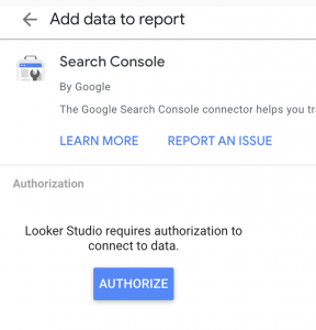 Authorize Search Console for Looker Studio