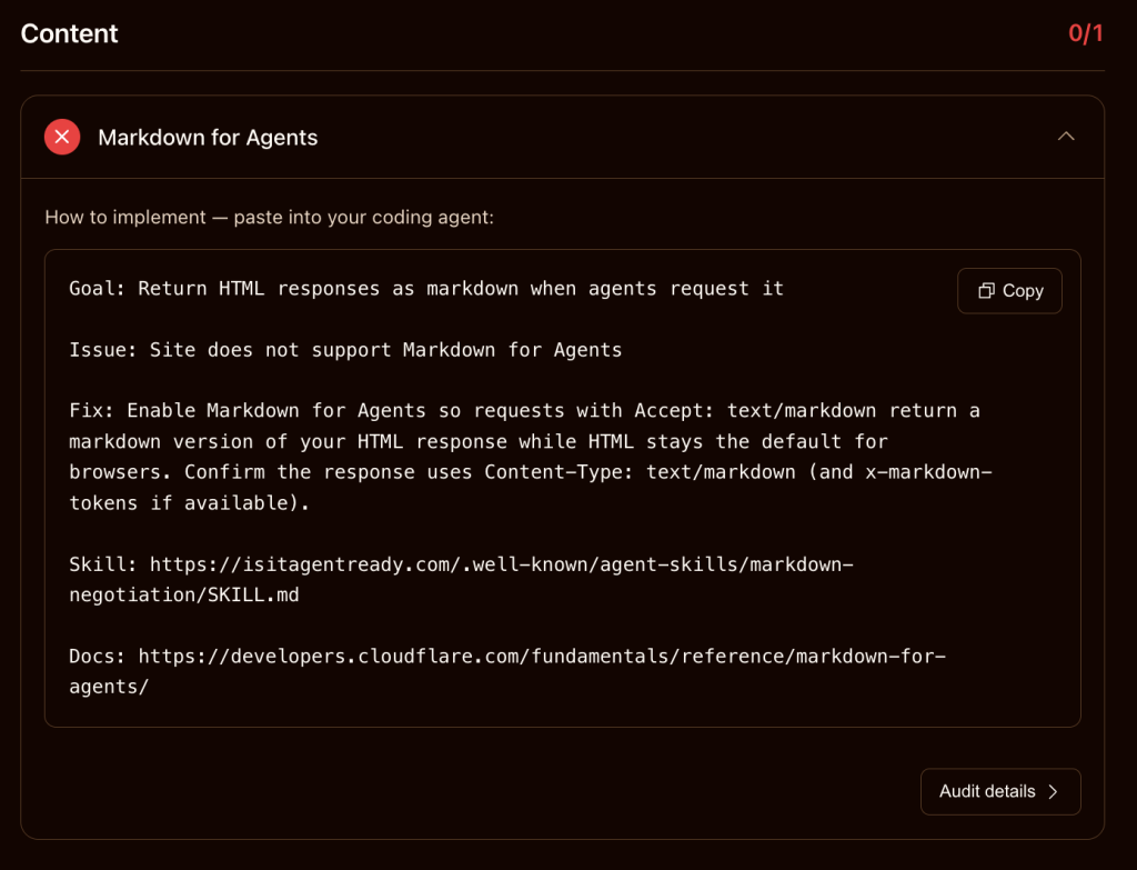 Cloudflare isitagentready Content