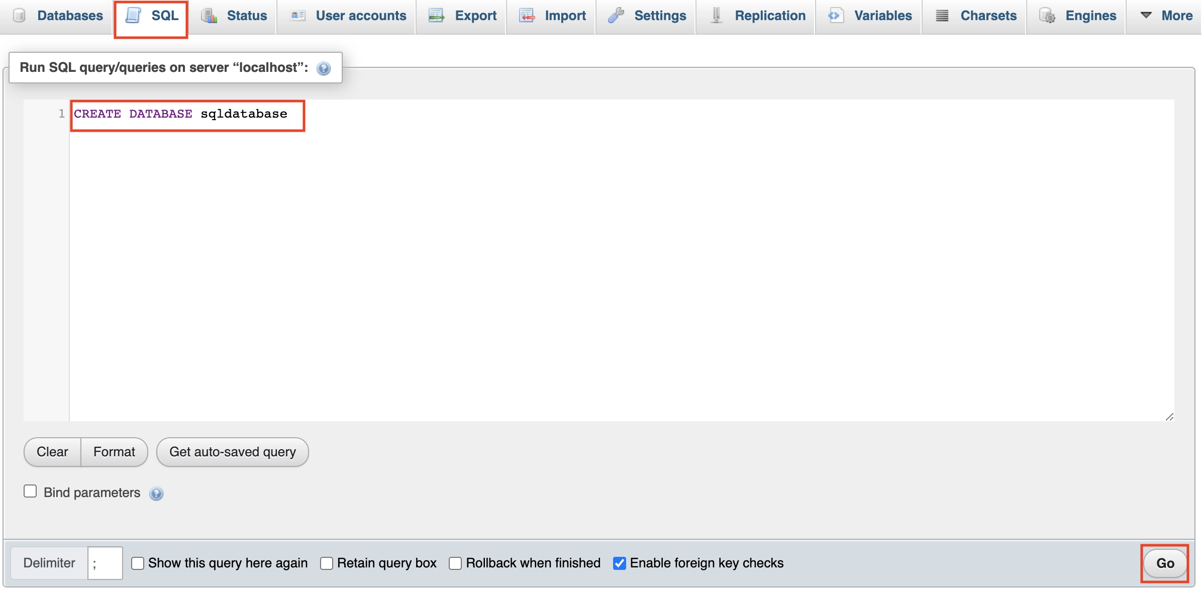Create Database On phpMyAdmin