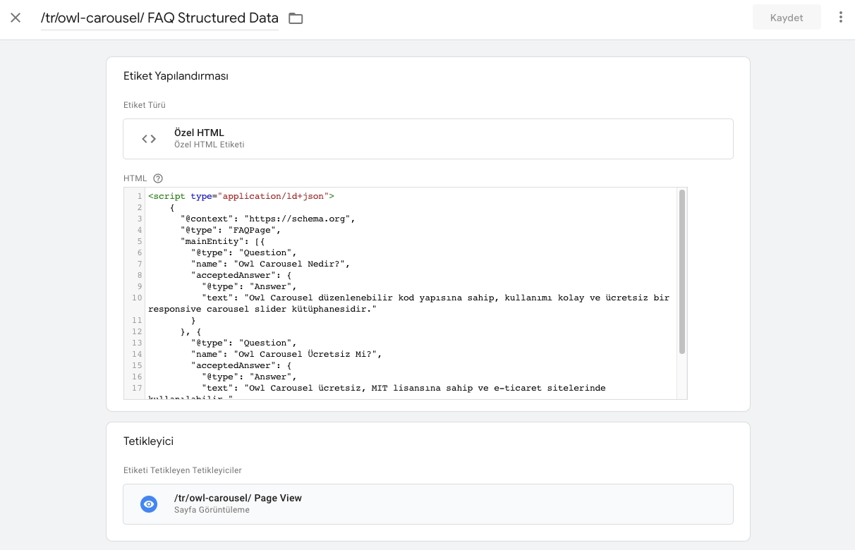 FAQ Structured Data Custom HTML