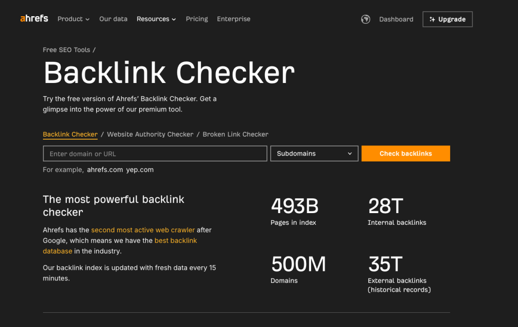 Free Backlink Checker by Ahrefs