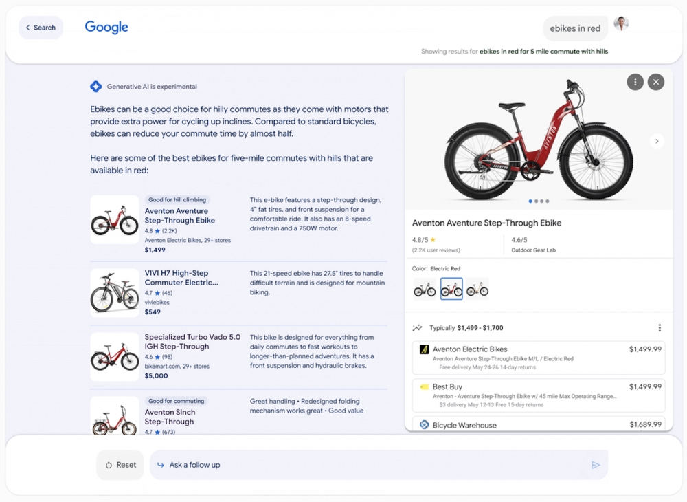 Google Generative AI Shopping Detail