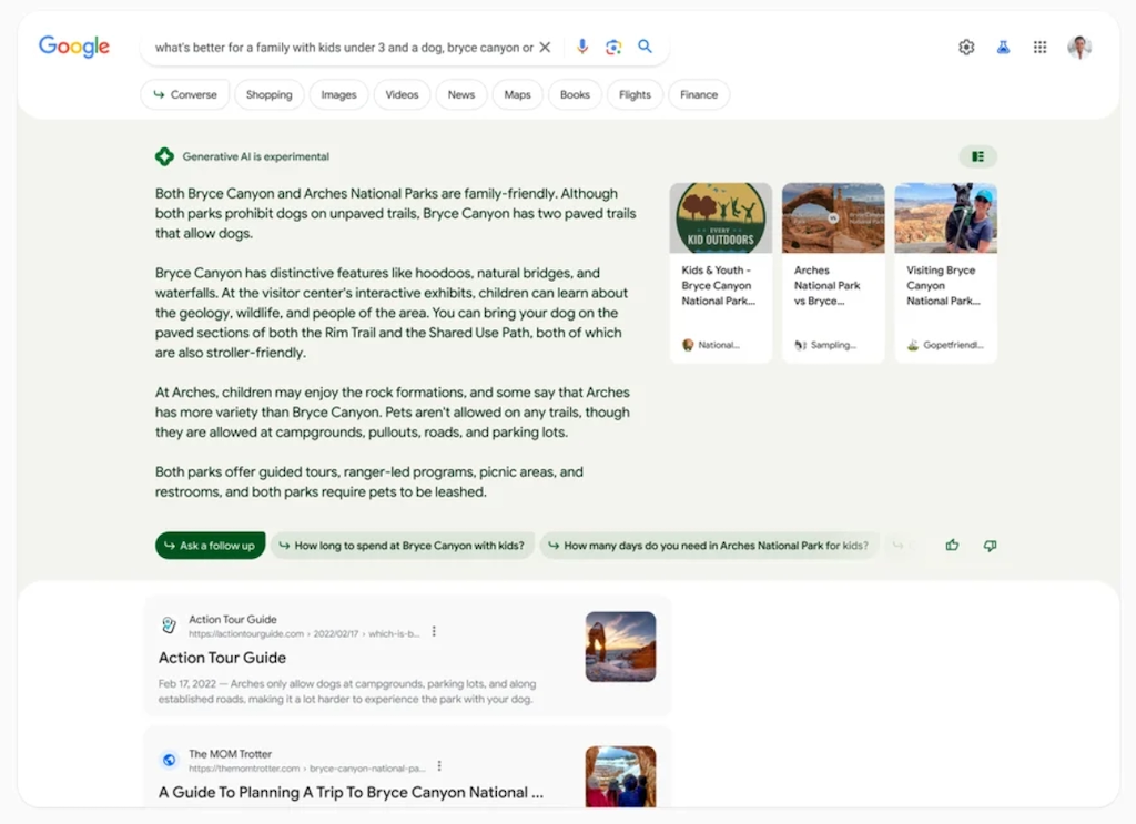 Google Generative AI Search SERP