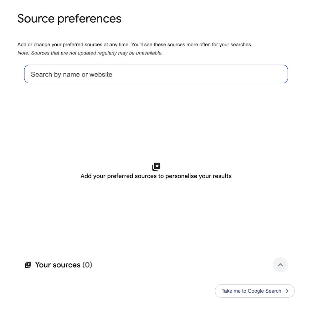 Google Source Preferences