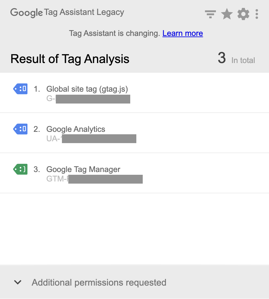 Google Tag Assistant Extension