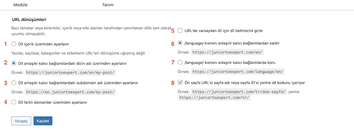 Polylang URL Dönüşümleri