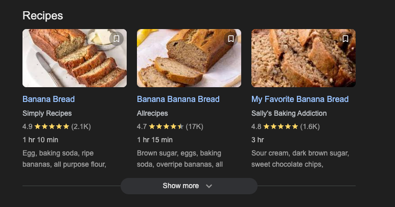 Recipes Rich Snippet