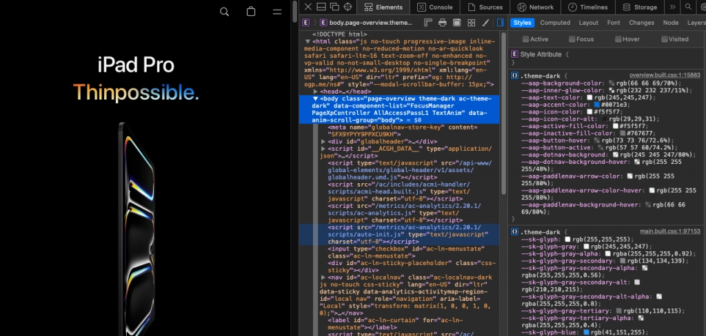 Safari Inspect Mode Active
