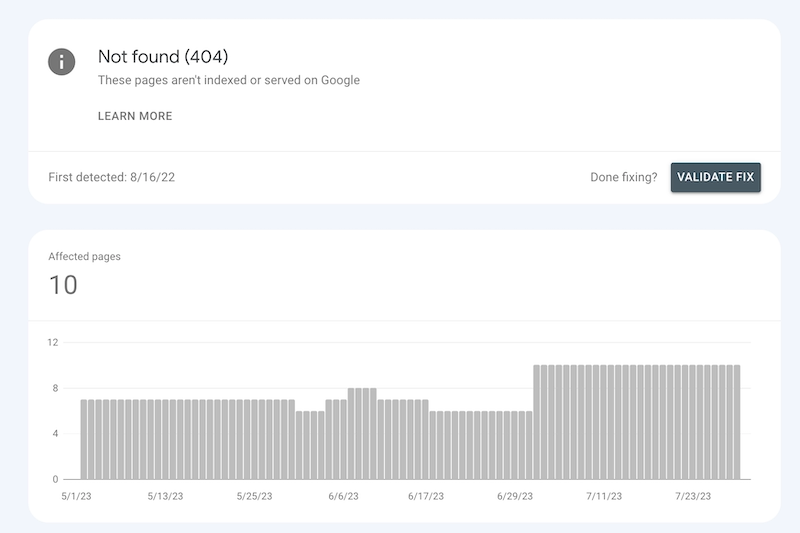 Search Console 404 Pages