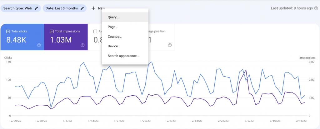 Search Console Filter by Query