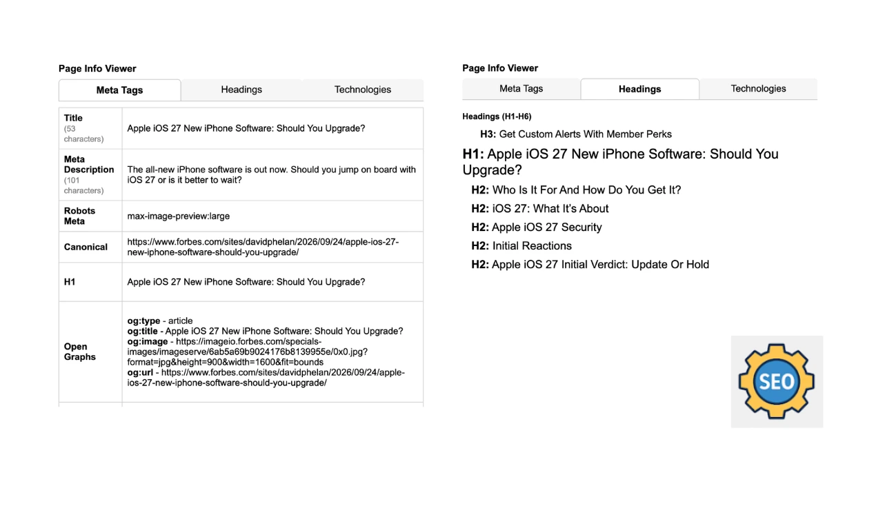 SEO Analyze Extension for Browser