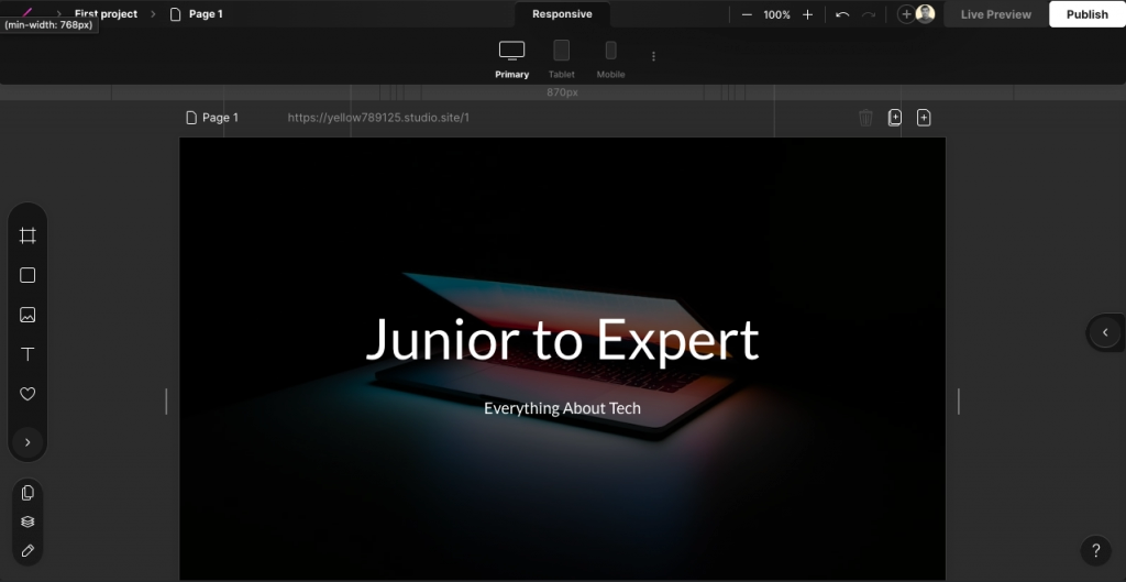 Studio.design: Webdesign tool using AI