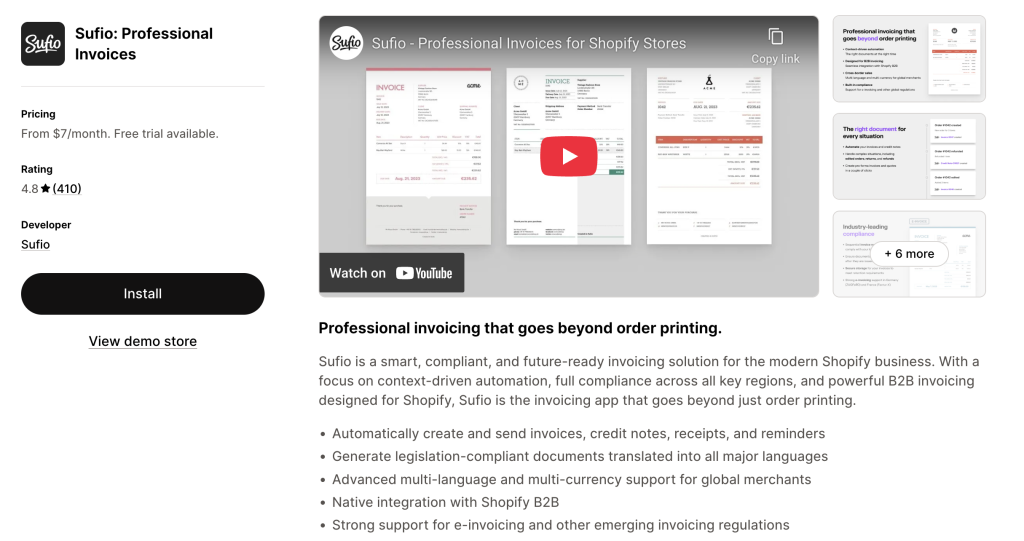 Sufio Professional Invoices