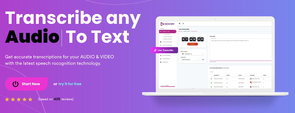 Voicetapp: Transcribe video or audio to text