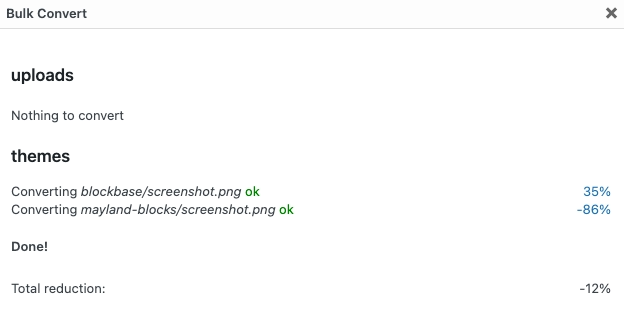 WebP Express Bulk Convertion Done