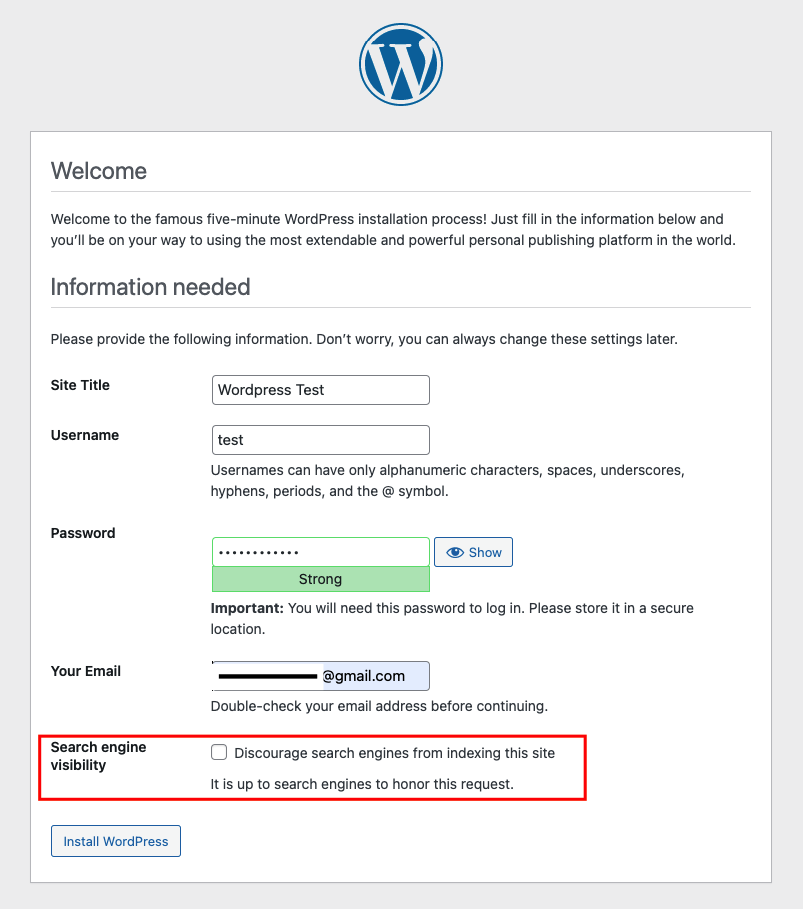 Wordpress CMS Installation