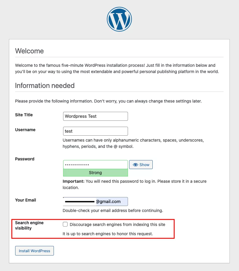 Wordpress CMS Installation