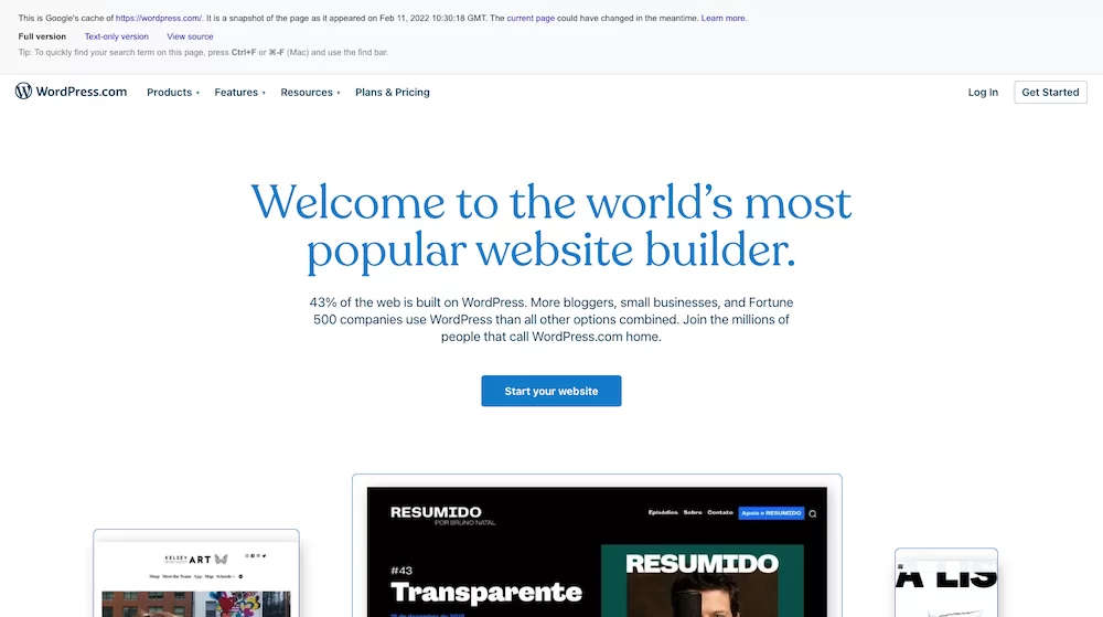 cache:wordpress.com Google Search Technique