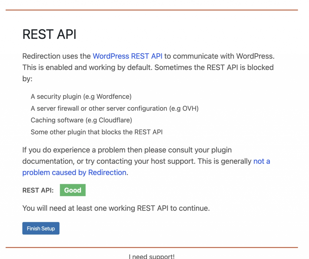 WordPress Redirection Finish Setup