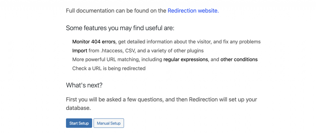 WordPress Redirection Start Setup