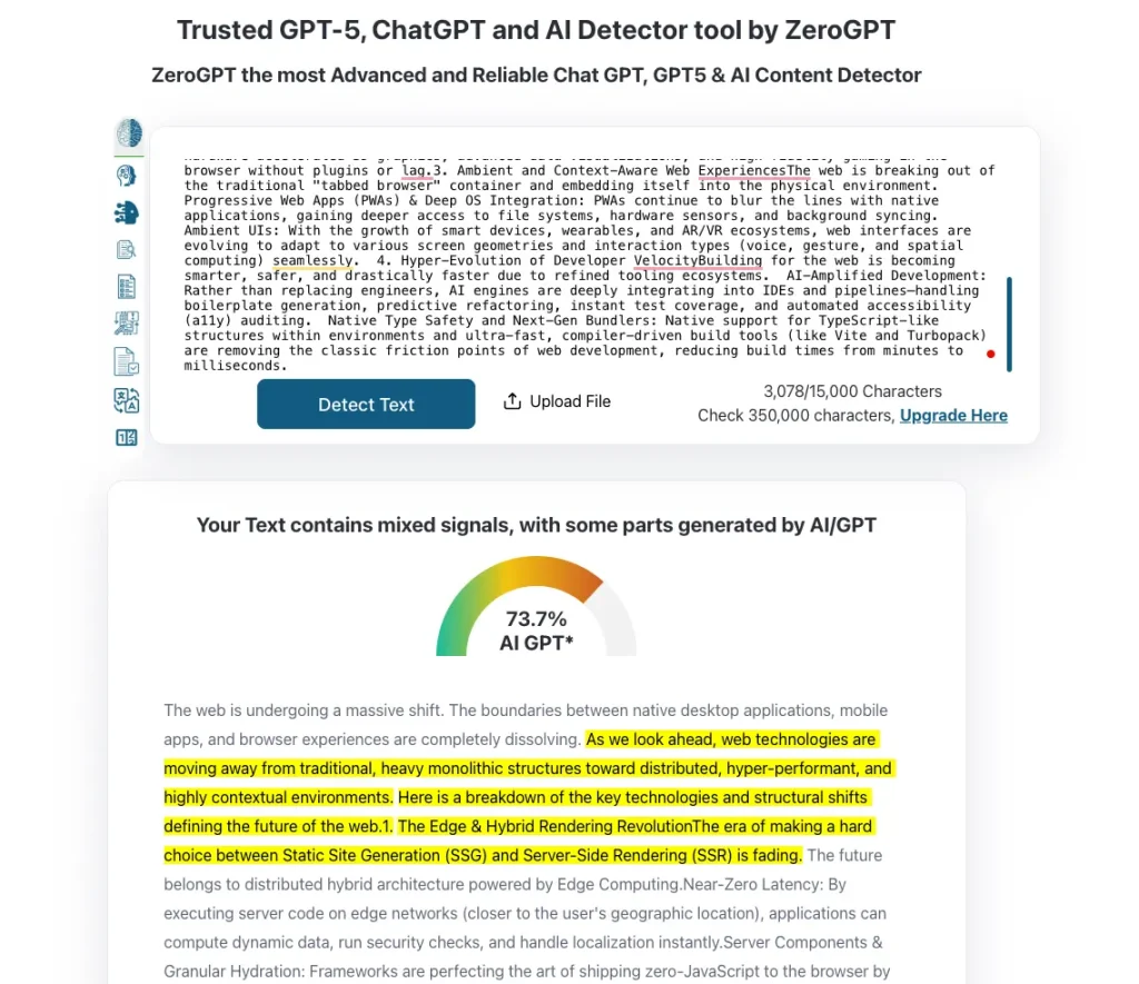 ZeroGPT AI Content Detector