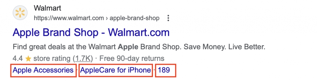 Google Organic Sitelink Type 2